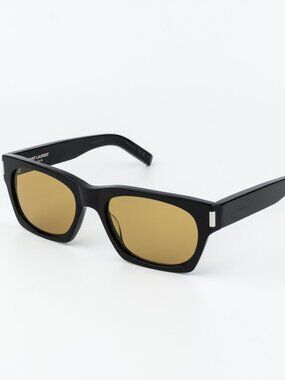 Saint Laurent Women Sunglasses Black Yellow Rectangle SL402 010 NEW AUTHENTIC